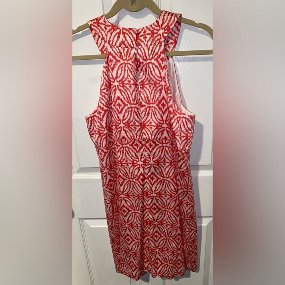 INC International Concepts woman’s Coral & White sleeveless Dress Size 12 Beaded - Picture 2 of 16